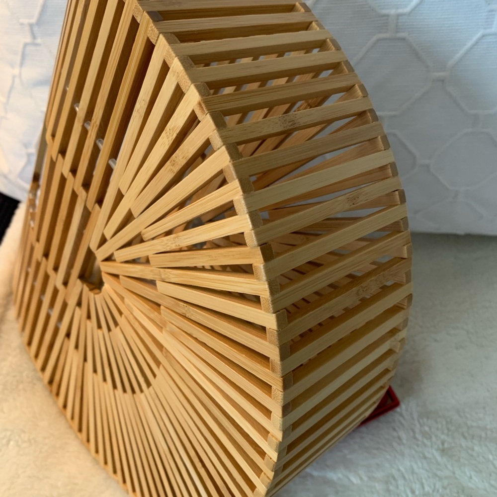 Bamboo clutch by Miuco with original satin bag